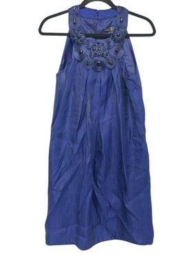ALEXIA ADMOR Navy Blue Sleeveless Dress Jeweled Neckline Size Small